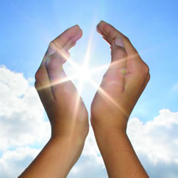 hands with sun