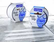 Waterproof non-slip strips and discs for baths and shower units. Available in clear and white to provide discreet protection on wet surfaces