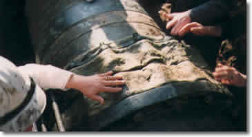 Densyl Mastic being applied to a flange prior to application of densyl tape