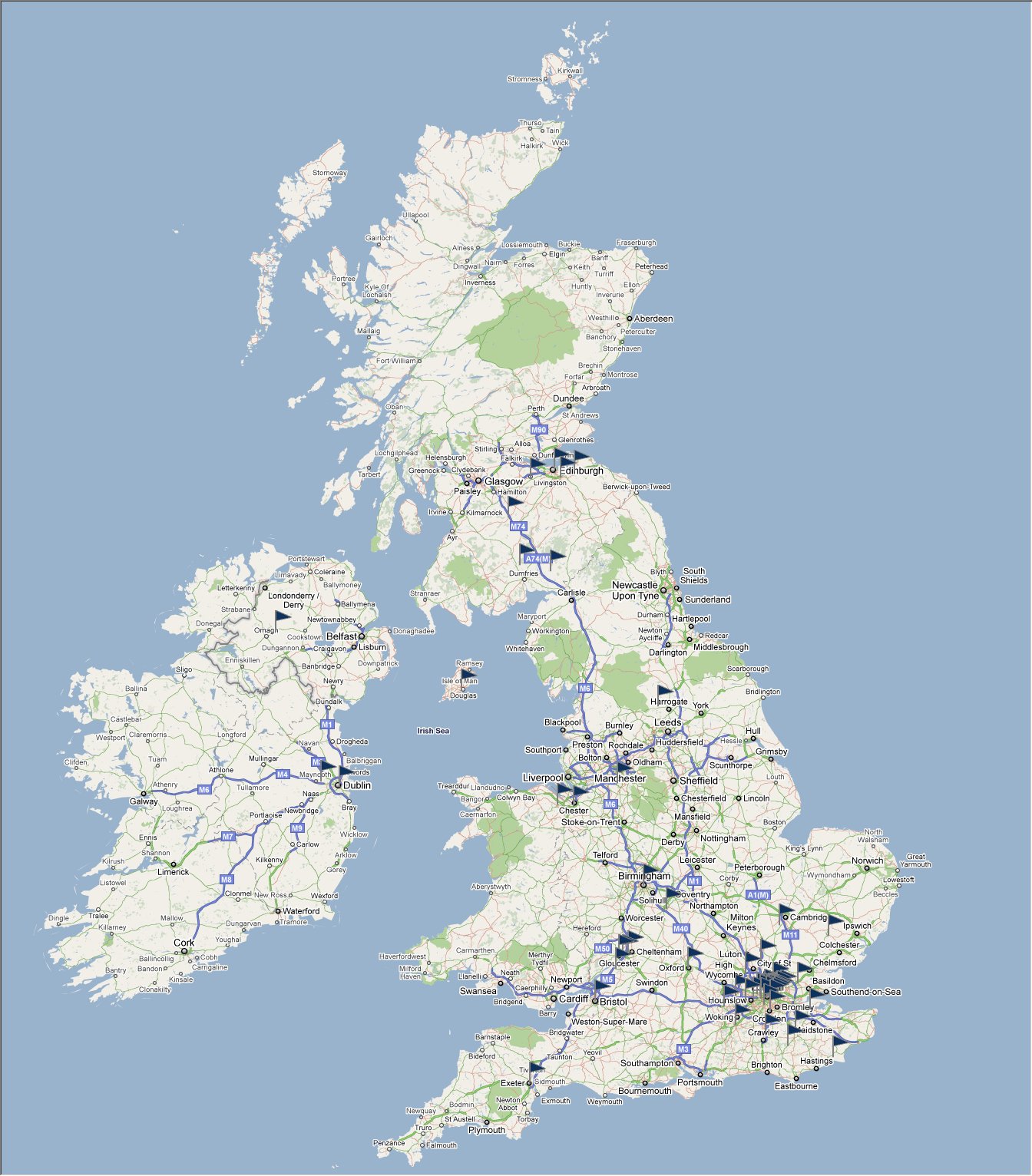 Map of UK sites