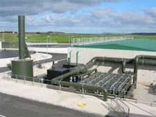 A biofilter and a carbon filter at a sewage treatment site in Northern Ireland